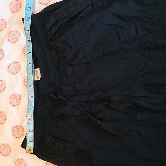 American Rag women's small smocked elastic waist, cuffs, crochet-trim soft pants - Picture 8 of 11